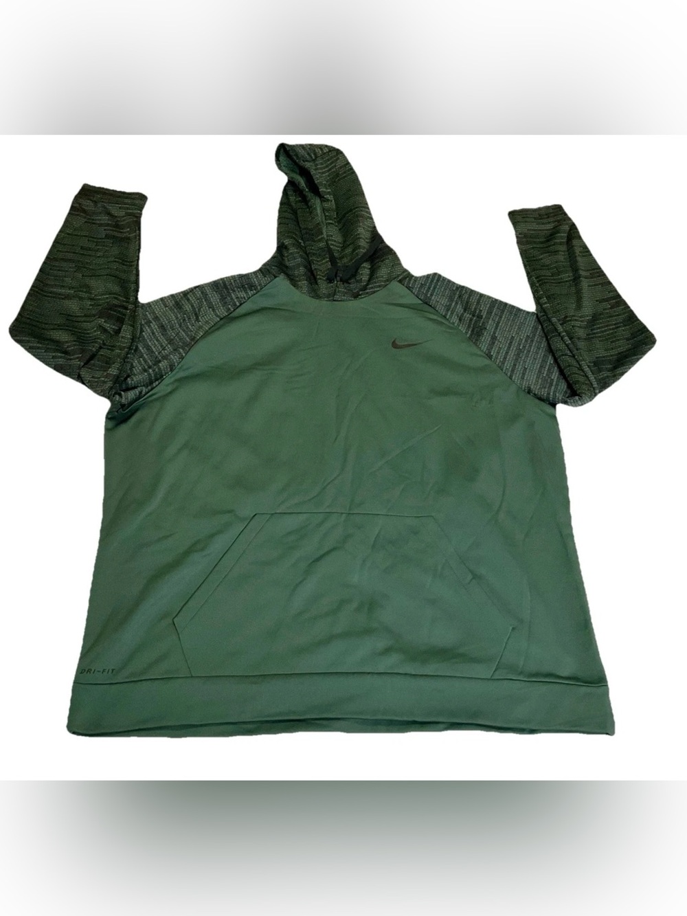 Nike Dri-Fit Hooded Sweatshirt Men 3XL Hoodie Green All Over Print Hood/Sleeves